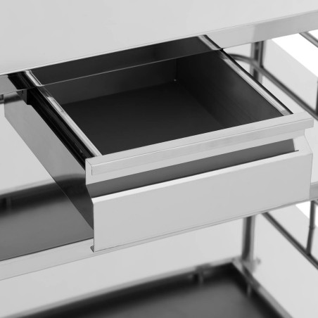 Kosmetinio gydymo laboratorinis vežimėlis iš plieno, stalčius 3 lentynos, 84,5 x 46 x 86 cm Kosmetinio gydymo laboratorinis vežimėlis iš plieno, stalčius 3 lentynos, 84,5 x 46 x 86 cm