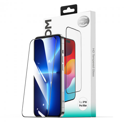 
2.5D HD grūdintas stiklas, atsparus dulkėms, su juodu rėmeliu, skirtas „iPhone 16 Pro“
