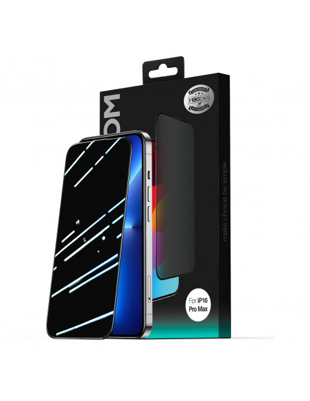 
2.5D grūdintas stiklas, atsparus dulkėms, su juodu rėmeliu, skirtas „iPhone 16 Pro Max“
