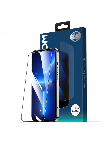 
2.5D grūdintas stiklas, atsparus mėlynai šviesai ir dulkėms, su juodu rėmeliu, skirtas iPhone 15/ 16
