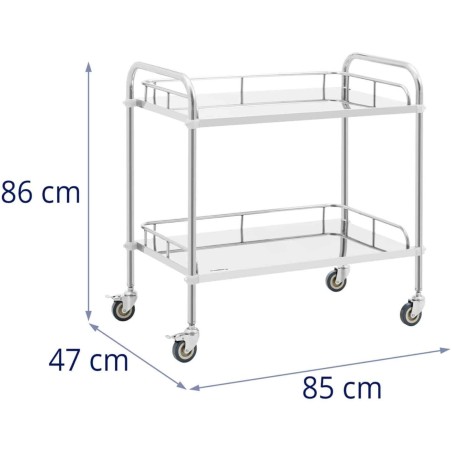 Kosmetinio gydymo laboratorinis vežimėlis iš plieno 2 lentynos 85 x 47 x 86 cm 15 kg Kosmetinio gydymo laboratorinis vežimėlis iš plieno 2 lentynos 85 x 47 x 86 cm 15 kg