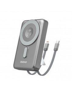 
Išorinė baterija K29 10000mAh MagSafe metalinis dėklas, stovas, laidai, USB-C, iPhone Lightning, PD 20W - pilka
