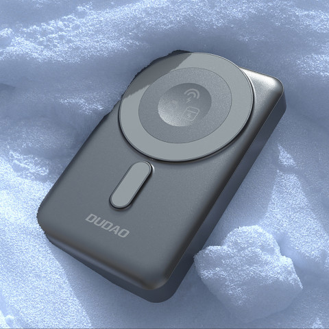 
Išorinė baterija K29 10000mAh MagSafe metalinis dėklas, stovas, laidai, USB-C, iPhone Lightning, PD 20W - pilka
