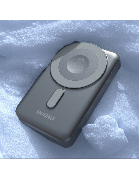 
Išorinė baterija K29 10000mAh MagSafe metalinis dėklas, stovas, laidai, USB-C, iPhone Lightning, PD 20W - pilka
