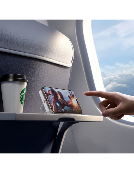 
K28 10000mAh „MagSafe“ išorinė baterija su metaliniu korpusu ir PD stovu, 22,5 W – sidabrinė
