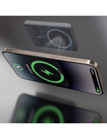 
K28 10000mAh „MagSafe“ išorinė baterija su metaliniu korpusu ir PD stovu, 22,5 W – sidabrinė
