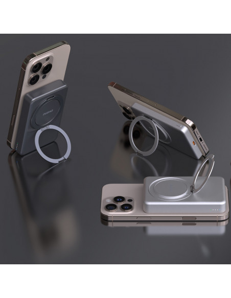 
K28 10000mAh „MagSafe“ išorinė baterija su metaliniu korpusu ir PD stovu, 22,5 W – sidabrinė
