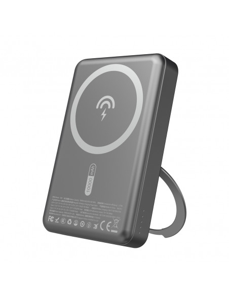 
K28 10000mAh „MagSafe“ išorinė baterija su metaliniu korpusu ir PD stovu, 22,5 W – pilka
