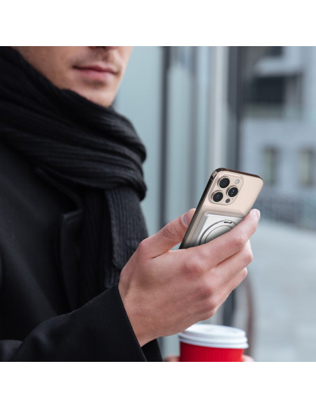 
K28 10000mAh „MagSafe“ išorinė baterija su metaliniu korpusu ir PD stovu, 22,5 W – pilka
