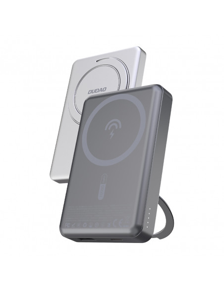 
K28 10000mAh „MagSafe“ išorinė baterija su metaliniu korpusu ir PD stovu, 22,5 W – pilka
