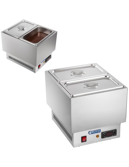 Šildytuvas šokoladui ir padažams dry bain marie + 2 GN su dangteliais Šildytuvas šokoladui ir padažams dry bain marie + 2 GN su dangteliais