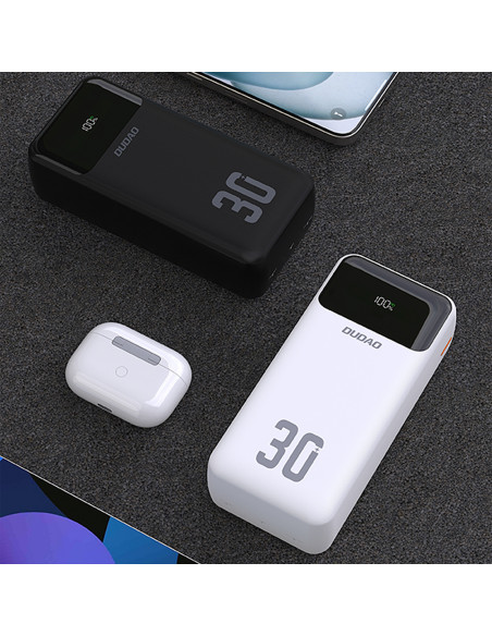 
30000mAh išorinė baterija su integruotais PD laidais, 22,5 W - juoda
