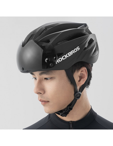 
Unisex dviračio šalmas su nuimamu skydeliu ir UV-C filtro akiniais – juodas
