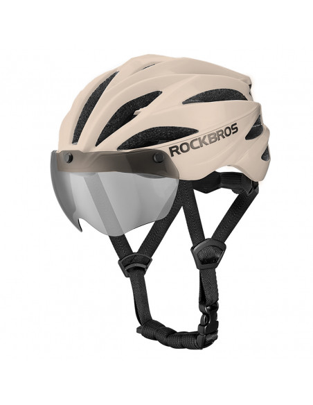 
Unisex dviračio šalmas su nuimamu skydeliu ir UV apsaugos akiniais - rudas
