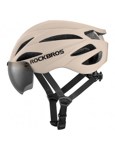 
Unisex dviračio šalmas su nuimamu skydeliu ir UV apsaugos akiniais - rudas
