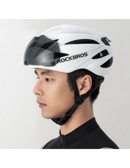 
Unisex dviračio šalmas su nuimamu skydeliu ir UV apsaugos akiniais - rudas
