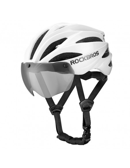 
Unisex dviračio šalmas su nuimamu skydeliu ir UV-C filtro akiniais – baltas
