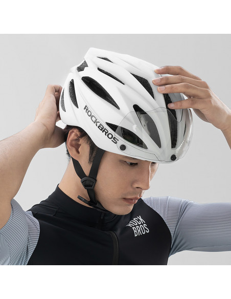 
Unisex dviračio šalmas su nuimamu skydeliu ir UV-C filtro akiniais – baltas
