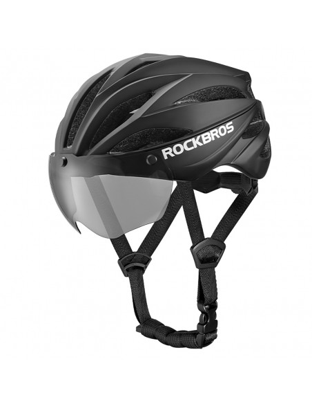 
Unisex dviračio šalmas su nuimamu skydeliu ir apsauginiais akiniais nuo UV spindulių – juodas ir rudas
