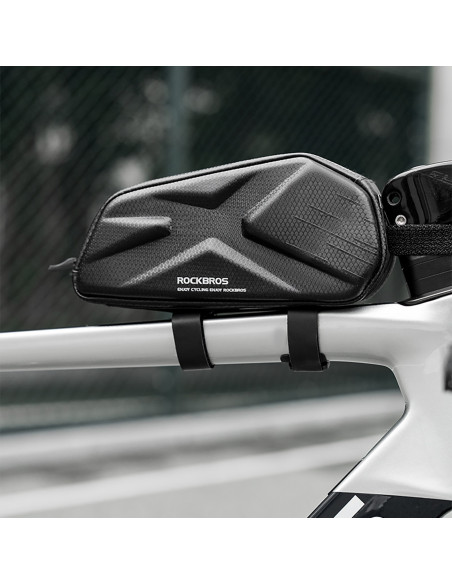 
Vandeniui atsparus, tvirtas dviračio rėmo krepšys 1,4 l - juodas
