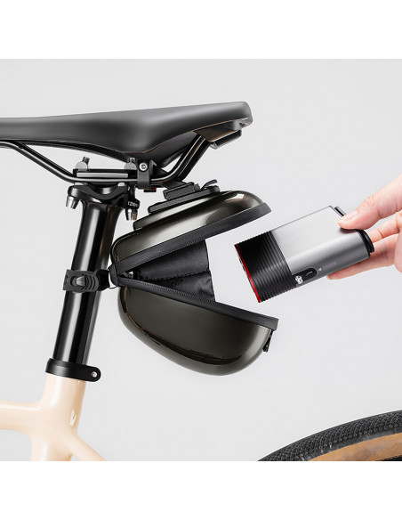 
Tvirtas dviračio krepšys, kieto apvalkalo balnelio krepšys, 0,4 l - juodas
