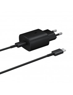 
„Samsung USB-C“ 25 W sieninis įkroviklis su USB-C laidu – juodas
