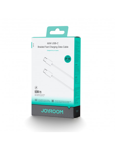 
„Ben“ serijos USB-C 60W 1m laidas – baltas
