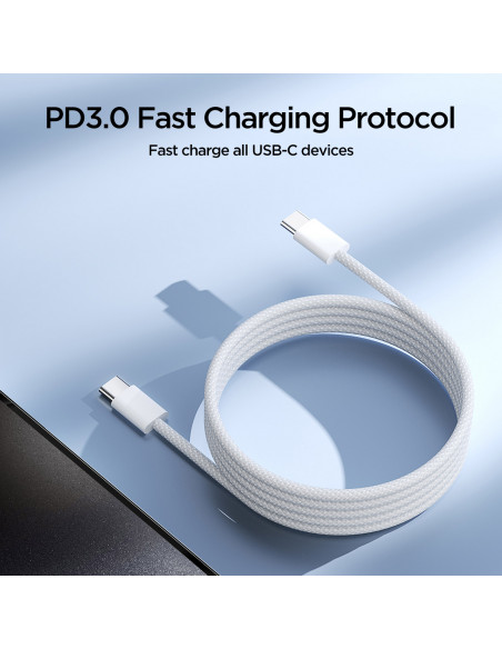 
„Ben“ serijos USB-C 60W 1m laidas – baltas

