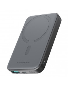 
5000mAh USB-A USB-C 20W indukcinė išorinė baterija su USB-C laidu – juoda
