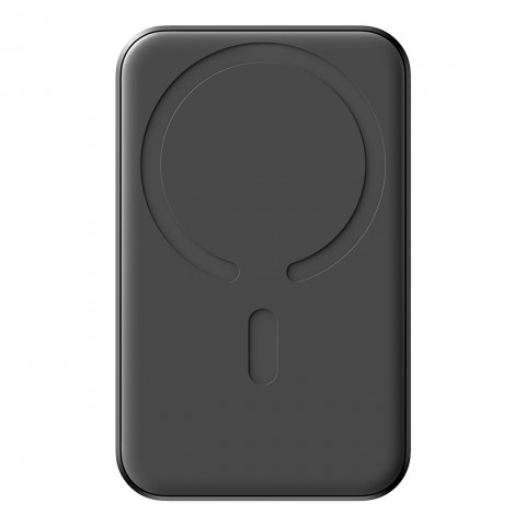 
5000mAh USB-A USB-C 20W indukcinė išorinė baterija su USB-C laidu – juoda
