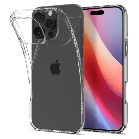 
iPhone 16 Pro Max skystųjų kristalų dėklas – skaidrus
