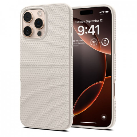 
„iPhone 16 Pro Max“ dėklas su skystu oru – titano spalvos
