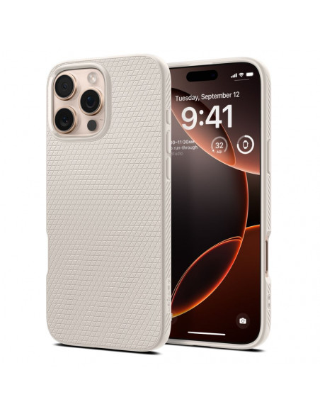 
„iPhone 16 Pro Max“ dėklas su skystu oru – titano spalvos
