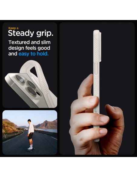 
„iPhone 16 Pro Max“ dėklas su skystu oru – titano spalvos
