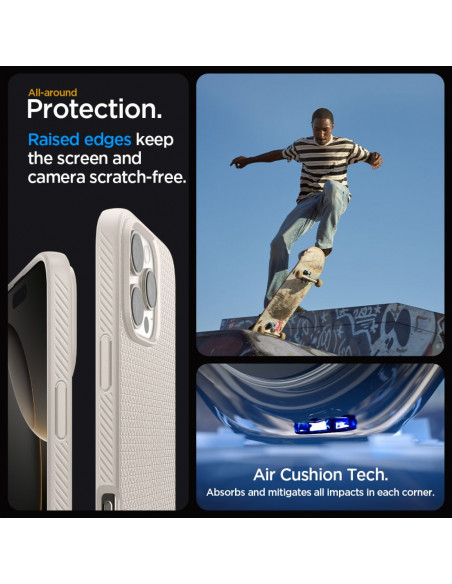 
„iPhone 16 Pro Max“ dėklas su skystu oru – titano spalvos
