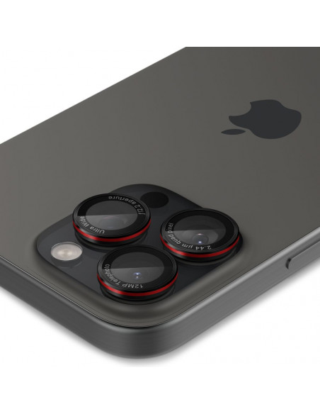 
Grūdintas stiklas iPhone 14 Pro/ Pro Max/ 15 Pro/ Pro Max/ 16 Pro/ 16 Pro Max kamerai – juodas su raudonu kraštu
