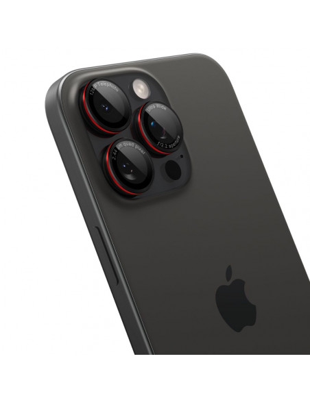 
Grūdintas stiklas iPhone 14 Pro/ Pro Max/ 15 Pro/ Pro Max/ 16 Pro/ 16 Pro Max kamerai – juodas su raudonu kraštu
