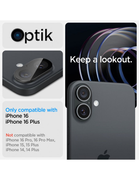 
iPhone 16 / 16 PLUS kameros stiklas, juodas - 2 vnt.
