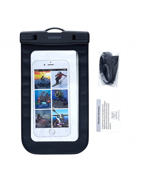 
Vandeniui atsparus mobiliojo telefono ar išmaniojo telefono dėklas su IPX8 apsauga – juodas
