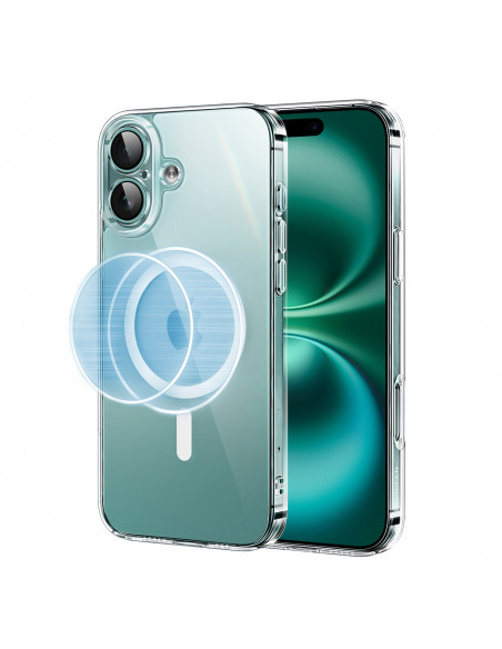 
Elegantiškas skaidrus magnetinis dėklas „iPhone 16 Plus“ su „MagSafe“ – permatomas
