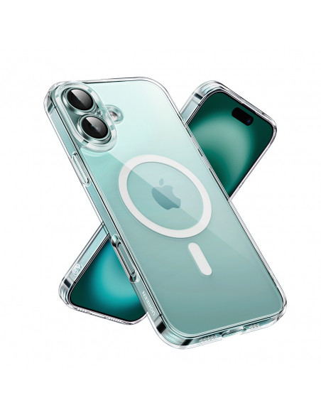 
Elegantiškas skaidrus magnetinis dėklas „iPhone 16 Plus“ su „MagSafe“ – permatomas
