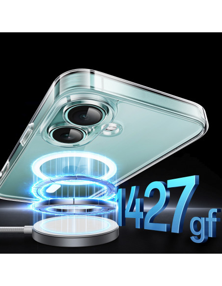 
Elegantiškas skaidrus magnetinis dėklas „iPhone 16 Plus“ su „MagSafe“ – permatomas
