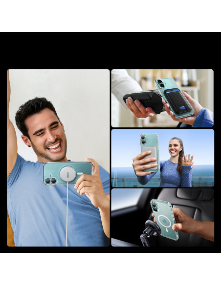 
Elegantiškas skaidrus magnetinis dėklas „iPhone 16 Plus“ su „MagSafe“ – permatomas
