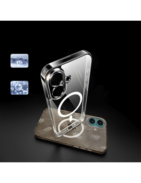 
Elegantiškas skaidrus magnetinis dėklas „iPhone 16 Plus“ su „MagSafe“ – permatomas
