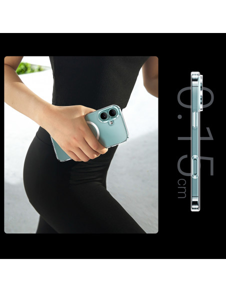 
Elegantiškas skaidrus magnetinis dėklas „iPhone 16 Plus“ su „MagSafe“ – permatomas
