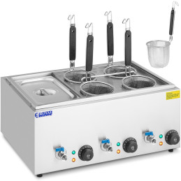 Makaronų viryklė makaronų viryklė su čiaupais 4 krepšeliai + GN 1/3 3 x 6,5 l 3000 W