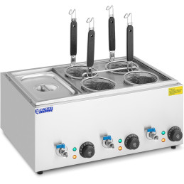 Makaronų viryklė makaronų viryklė su čiaupais 4 krepšeliai + GN 1/3 3 x 6,5 l 3000 W