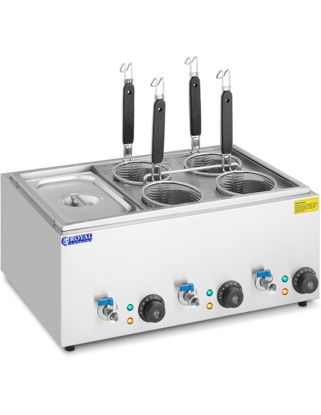Makaronų viryklė makaronų viryklė su čiaupais 4 krepšeliai + GN 1/3 3 x 6,5 l 3000 W Makaronų viryklė makaronų viryklė su čiaupais 4 krepšeliai + GN 1/3 3 x 6,5 l 3000 W