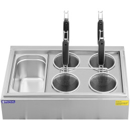 Makaronų viryklė makaronų viryklė su čiaupais 4 krepšeliai + GN 1/3 3 x 6,5 l 3000 W