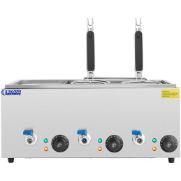 Makaronų viryklė makaronų viryklė su čiaupais 4 krepšeliai + GN 1/3 3 x 6,5 l 3000 W